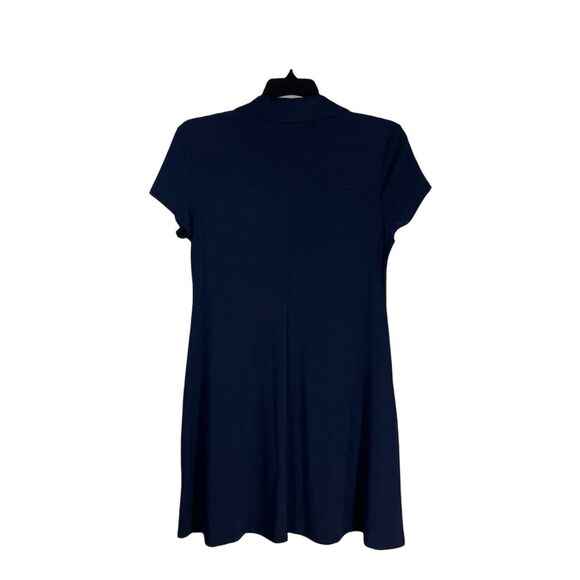 MSK O-Ring Collared Shift Dress Women's Size Large Navy Blue Stretch Casual - Picture 3 of 8
